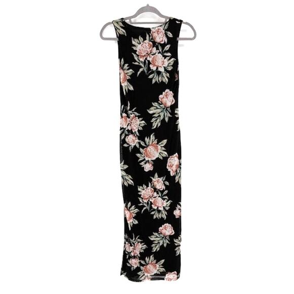 Lulus “Sweet Life” Black Floral Print Bodycon Maxi Dress – Small - Picture 4 of 7